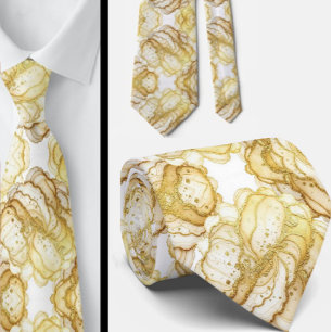 Gravata Formal de Luxo   Mármore Branco e Dourado