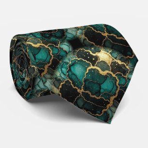 Gravata Formal Faux Seda Mármore Verde Água + Cavalheiro