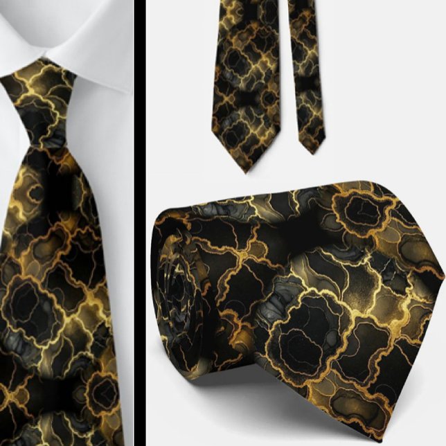 Gravata Formal | Preto e Dourado Mármore (Criador carregado)