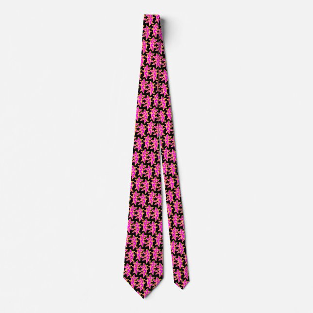Gravata Formas - Magenta e Amarelo no Preto (Frente)