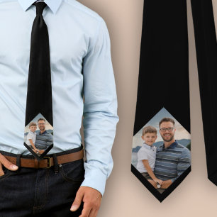 Gravata Foto da família personalizada preta