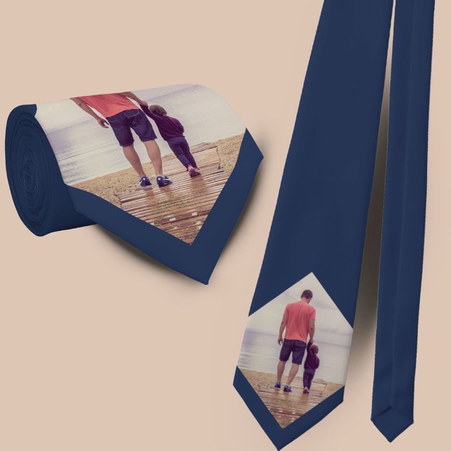 Gravata Foto Personalizada Azul do marinho (Criador carregado)