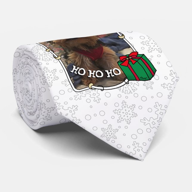 Gravata Foto personalizada Santa Hat Pet HO HO (Rolled)