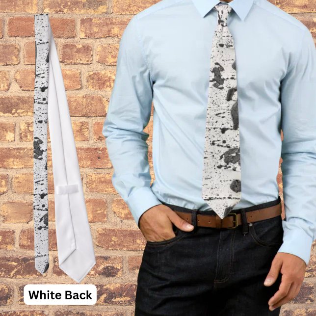 Gravata Fotografia da Textura da Casca Branca da Árvore Qu (Aspen tree bark polyester tie with white back. )