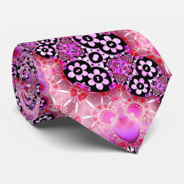 Gravata Fractal cor-de-rosa e preto Groovy