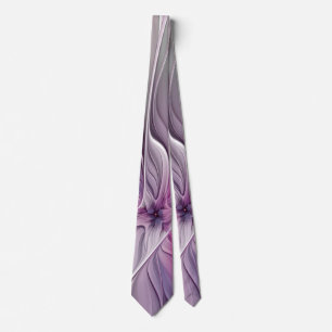 Gravata Fractal Fractal Moderna Abstrato com Cinza Rosa Fl