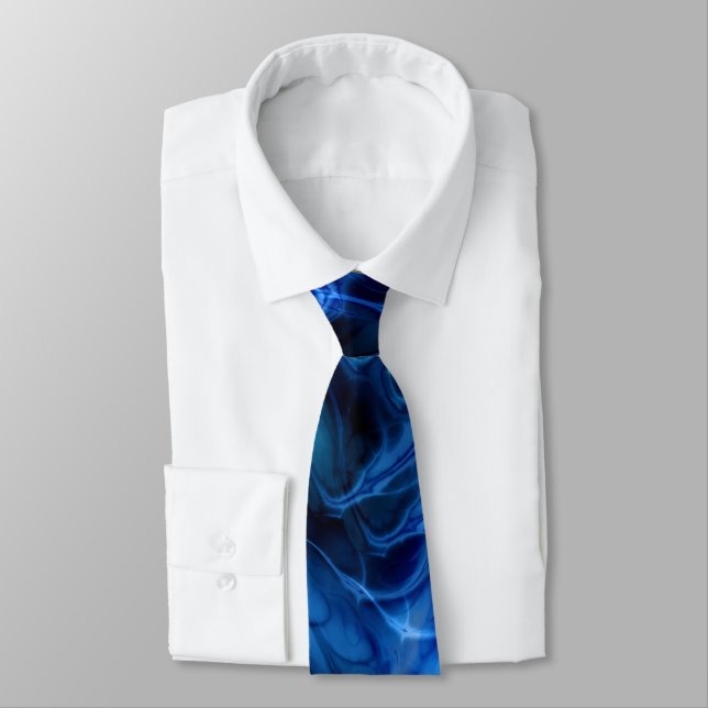 Gravata Fractal Marble Blue Tie (Amarrado)