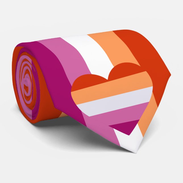 Gravata Frag de Orgulho do Coração Lésbica (Rolled)