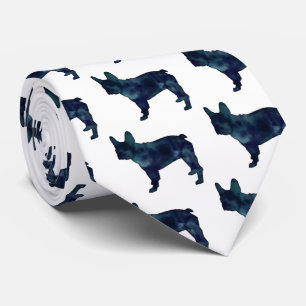 Gravata Francês Bulldog Black Watercolor Silhouket