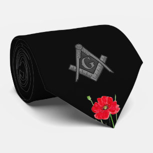 Gravata Freemason Poppy Watercolor Master Masonic