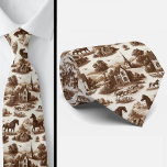 Gravata French Countryside Horse Toile de Jouy Neck Tie<br><div class="desc">Brown French Countryside Horses Toile de Jouy Neck Tie Elevate your formalwear with timeless European charm. This elegant neck tie features a classic toile de Jouy pattern inspired by the romantic landscapes and horses of the French countryside. Rendered in rich brown tones on a soft neutral backdrop, the detailed pastoral...</div>