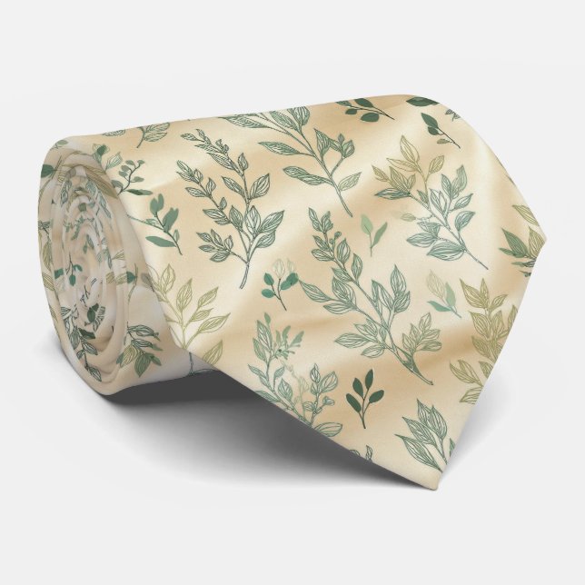 Gravata Fresh Greenery Minimal Pattern (Rolled)