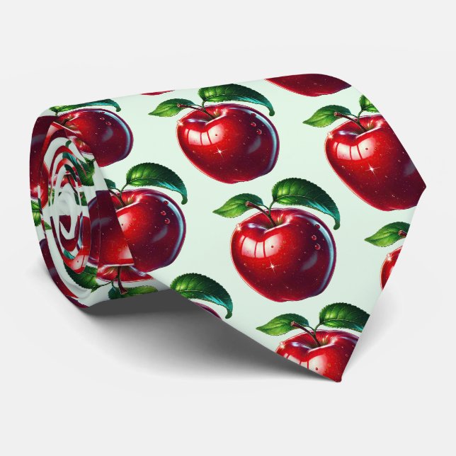 Gravata Fruta com padrão de maçã em ladrilhos (Rolled)