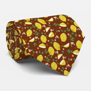Gravata Fruta de limão amarelo padrão de verão brilhante