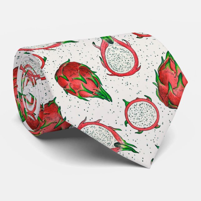 Gravata Fruta do dragão vermelho em branco (Rolled)