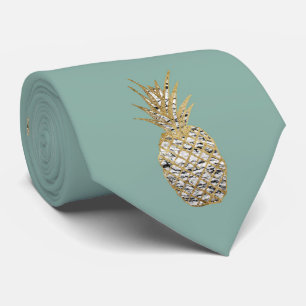 Gravata Fruta Dourado de mármore chique moderna do abacax