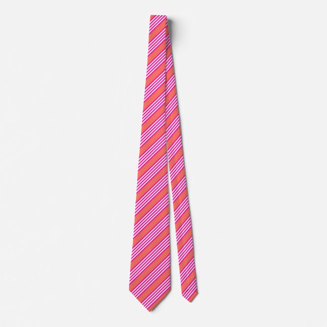 Gravata Fuchsia e coral vivo: cinco listras (Frente)