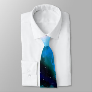 Gravata Fundo Abstrato de Espaço Exterior Marcado Azul