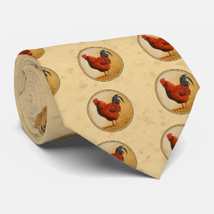 Gravata Fundo Amarelo Vermelho do Rooster Rhode Island