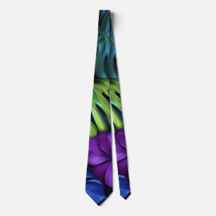 Gravata Fundo de Folhas Tropicais de Monstera Neon Vibrant