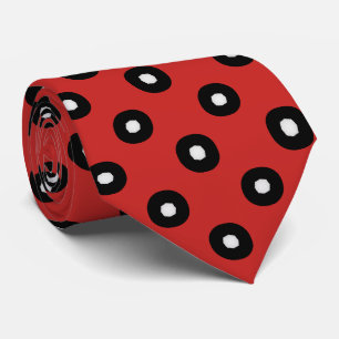 Gravata Fundo Vermelho Bolinhas Preto/Branco (Alterável)