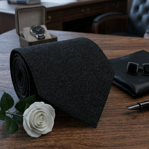 Gravata Funeral Preto Paisley