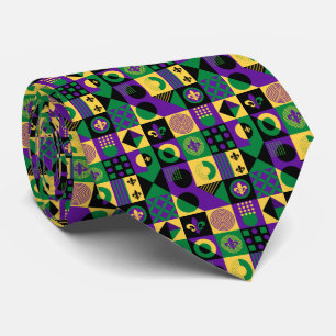 Gravata Funky Fleur de Lis Mardi Gras
