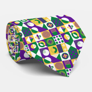 Gravata Funky Fleur de Lis Mardi Gras