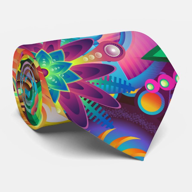 Gravata Funky Retro Pattern Abstrato Bohemian (Rolled)