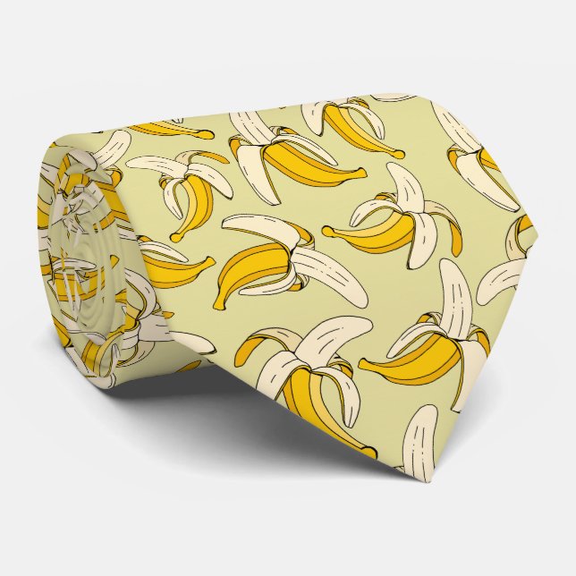 Gravata Funky Trendy Tropical Banana Patterada (Rolled)