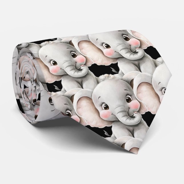 Gravata Funny Cute Jumbo Elephant Kawaii Neck Tie (Rolled)