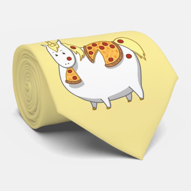 Gravata Funny Fat Unicorn Comendo Pepperoni Pizza (Rolled)