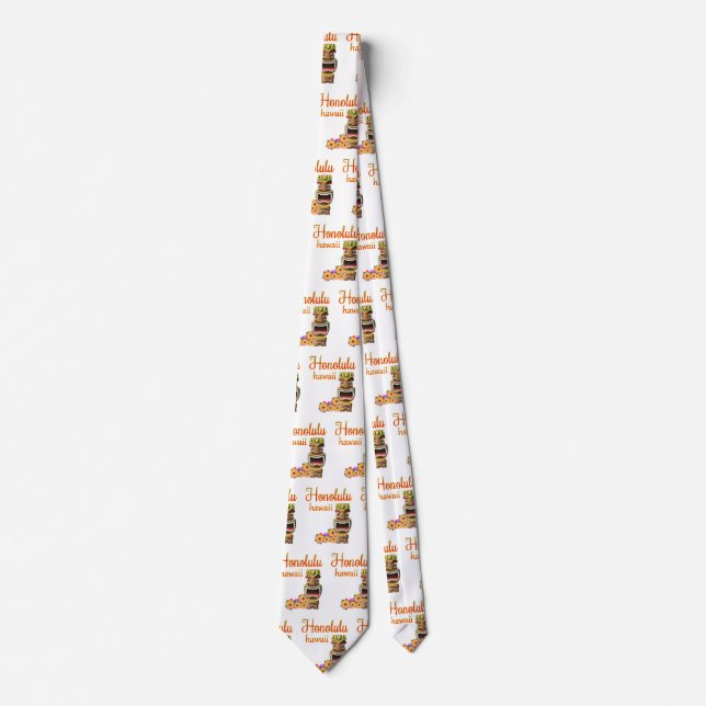Gravata Funny Tiki Honolulu Hawaii (Frente)