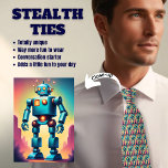 Gravata furtiva do pescoço de Robot Lover<br><div class="desc">De certa forma,  isto parece uma gravata típica de homens,  mas de perto está tudo ROBoT LOVE. Projetado em tons de turquesa,  amarelo e vermelho.</div>