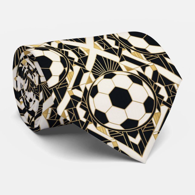 Gravata Futebol de Luxo | Padrão Art Déco  (Rolled)