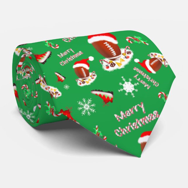 Gravata Futebol de Natal Alegre Com Padrão de Lanche  (Rolled)