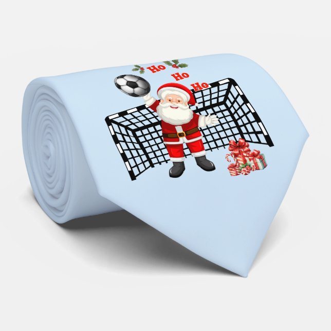 Gravata Futebol de Natal Personalizado Futebol de Santa (Rolled)