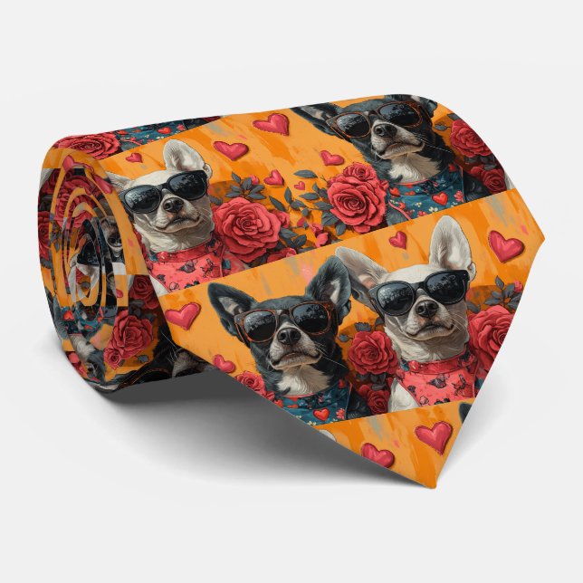Gravata Gado Australiano Com Rosas Do Coração Dia Dos Namo (Rolled)