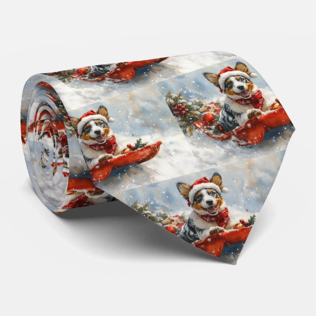 Gravata Gado Cattle Australiano no Trenó Deixe Nevar Natal (Rolled)