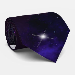 Gravata Galáxia Azul-Roxo de Meia-Noite