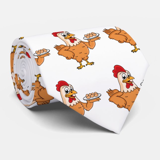 Gravata Galinha com ovos na caricatura da placa (Rolled)