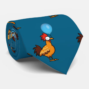 Gravata Galo de desenho animado segurando balão azul