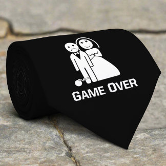 Gravata Game Over Funny Wedding Saying Black And White