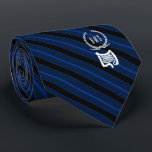 Gravata Gastroenterologista Monograma Blue Faux Dourado<br><div class="desc">Uma linha azul e preta listrava gravata personalizada,  adaptada aos profissionais de medicina gastroenterológica.</div>