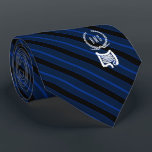 Gravata Gastroenterologista Monograma Blue Faux Dourado<br><div class="desc">Uma linha azul e preta listrava gravata personalizada, adaptada aos profissionais de medicina gastroenterológica.</div>