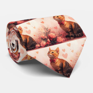 Gravata Gato Abissínio com Rosas - Dia dos Namorados