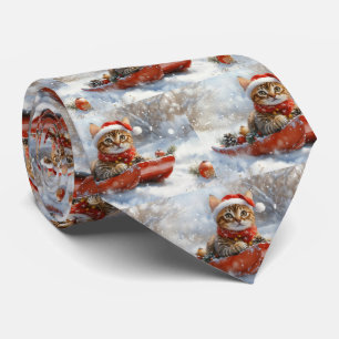 Gravata Gato Bengal em Trenó Deixe Nevar Natal