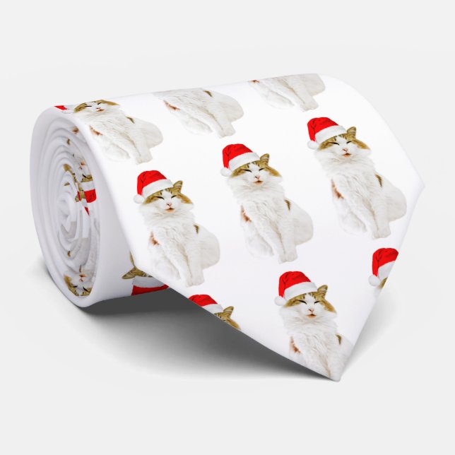 Gravata Gato com Papai noel (Rolled)