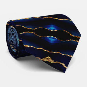 Gravata Gato de Colheita Elagant Marinho Azul Dourado Marb