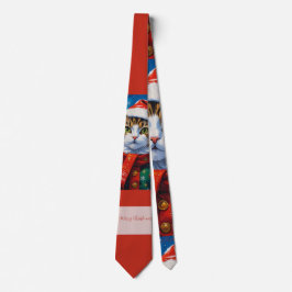 Gravata Gato de Natal Festivo com Chapéu de Papai Noel